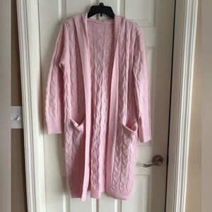 Women’s Pink Hooded Cable Knit Cardigan